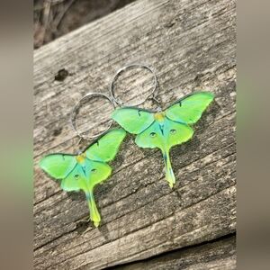 Green Luna Moth Earrings